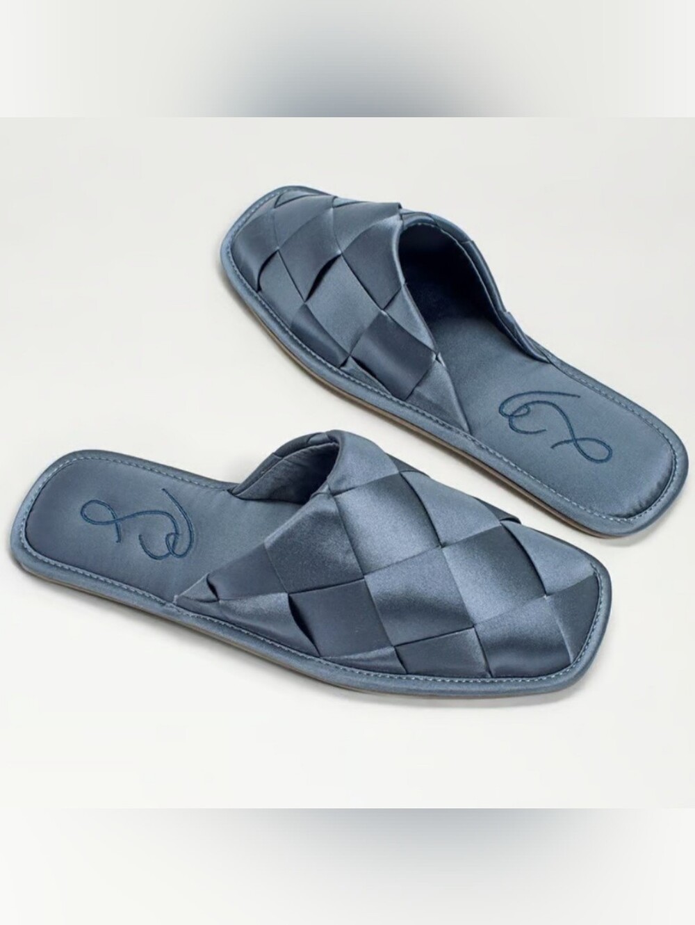 Sam Edelman Rhys Woven Satin Slipper.  Blue Shadow.   Sz 6.  New